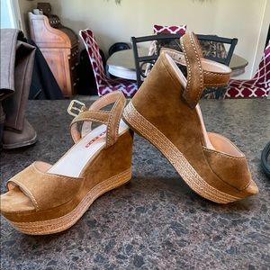 PRADA Suede Espadrille Wedges size 8.5